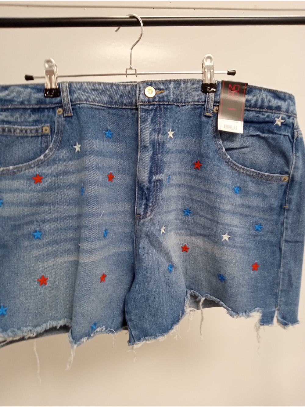 NEW NOBO High Rise Denim Jean Shorts Size 20 21 Embroidered Stars 0350